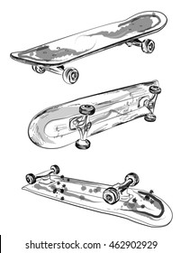 Set of skateboards. 