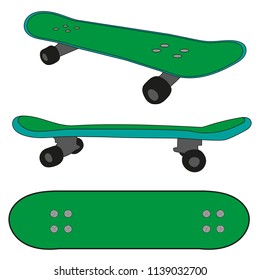A set of skateboards. Colored vector illustration on white background.