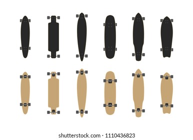 Set of skateboards, flat style. isolated on white background