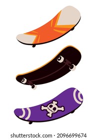 Skateboardset auf weißem Hintergrund