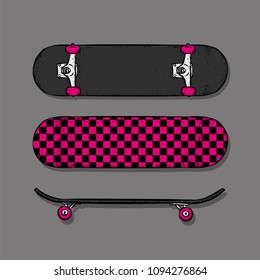 Set of skateboards Vector illustration for an octopus or poster, print on clothes. Skate, sport and extreme.