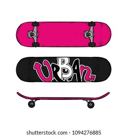 Set of skateboards Vector illustration for an octopus or poster, print on clothes. Skate, sport and extreme.