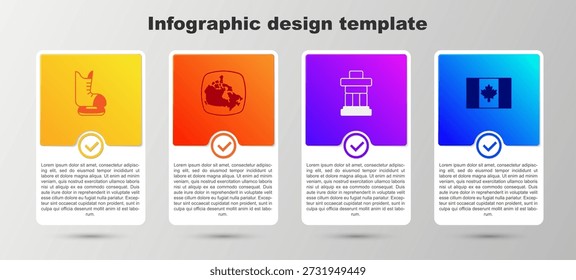 Set Skates, Canada map, Inukshuk and Flag of. Business infographic template. Vector