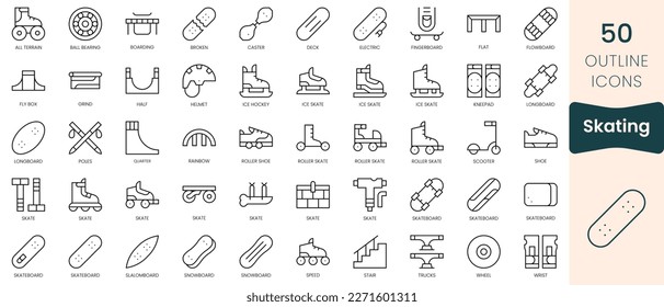 Set von Eislaufsymbols. Dünne lineare Stilsymbole Pack. Vektorgrafik