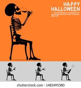 Set of the skeleton with beverage on transparent background
