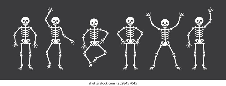 Set of skeletons. Halloween clipart.