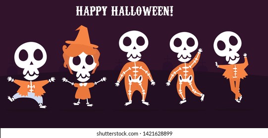 Set of skeletons  kid for halloween 