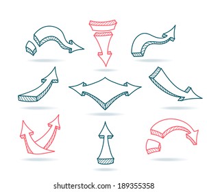 Set Sketch arrows on white background for different things