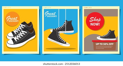 Set of Sketch banners with black shoes vector on colorful background for poster, banner, brochure. Illustration, vector, set, banner, design, sketch, isolated, fashion, icon, black, shoes, element. 