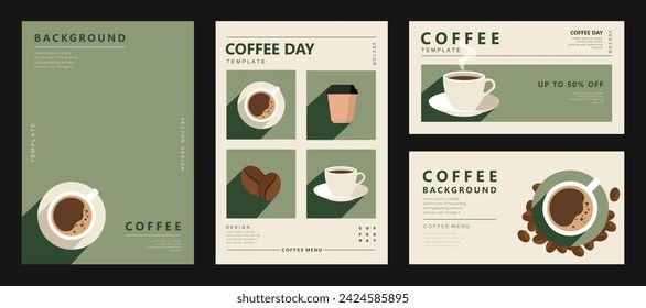 Set of sketch banners with coffee beans on minimal background for invitations, cards, banner, poster, cover, cafe menu or another template design. vector illustration.