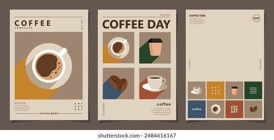 Set of sketch banners with coffee beans and leaves on minimal background for invitations, cards, banner, poster, cover, cafe menu or another template design. vector illustration.