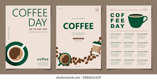 Set of sketch banners with coffee beans and leaves on minimal background for invitations, cards, banner, poster, cover, cafe menu or another template design. vector illustration.