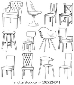 set of sketch of chair
