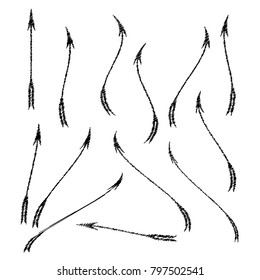 set of sketch doodle hand drawn arrow for your design isolated on white background