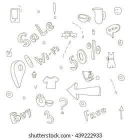 Set sketch doodle icon vector illustration