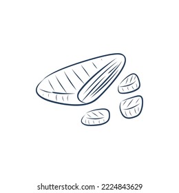 SET sketch food illustration black and white linear 