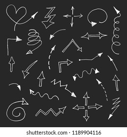 Set of sketch hand drawn arrows. 