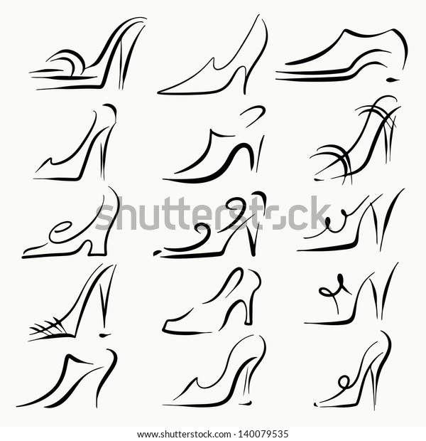 Set Sketch Icon Women Shoes Isolated Stock Vector (Royalty Free) 140079535