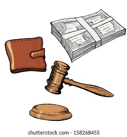 set of sketch illustration of different financial objects