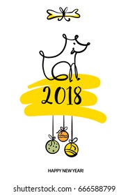 Set of sketch image dog puppy. Symbol chinese happy new year 2018.