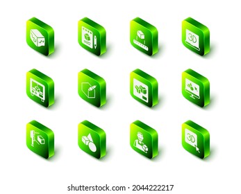 Establecer esbozo en papel, cubo isométrico, impresora 3D, software, diseñador gráfico e icono de formas geométricas básicas. Vector
