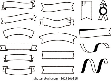 Set of sketch ribbon template.