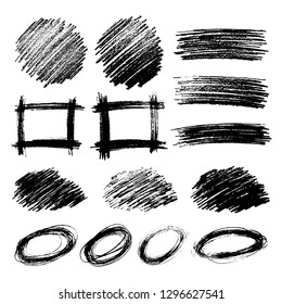 Set Of Sketch Scribble Smears. Hand Drawn Pencil Scribble Stains. Vector Illustration.