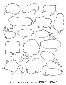 Set of sketch speech bubbles. Vector illustration.