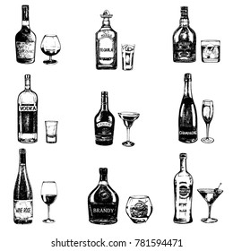 Set Sketch Style Hand Drawn Bottles Stock Vector (Royalty Free ...