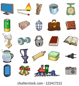 Set of sketch, vector illustration of home related objects