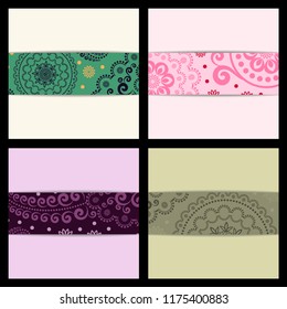 Set of sketched flower print in bright colors - background