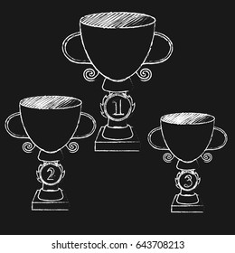 set of sketched goblets chalk on a blackboard for your design