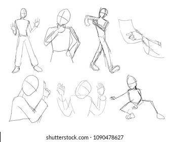 Set Sketches Simple Line Human Body Stock Vector (Royalty Free ...