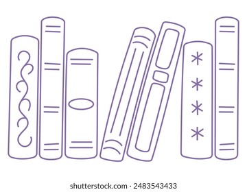 Set of sketches of book outlines. Back to school. Symbols of lines of bookstore, library. A bunch of silhouettes of books. Hand drawn scribbles of books Library, bookstore icons.