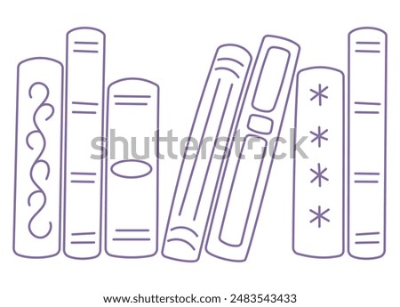 Set of sketches of book outlines. Back to school. Symbols of lines of bookstore, library. A bunch of silhouettes of books. Hand drawn scribbles of books Library, bookstore icons.