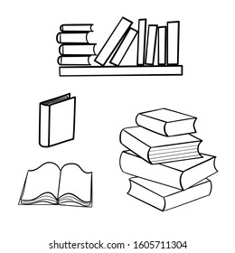 Set of sketches of books. Vector illustration.