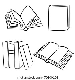 Set of sketches of books. Vector illustration.