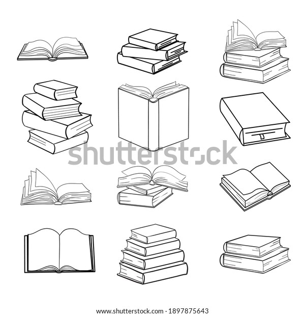 Set Sketches Books Vector Illustration Black Stock Vector (Royalty Free ...