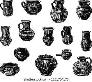 A set of sketches of clayware