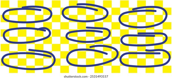 Conjunto de bocetos de línea circular dibujada. Un conjunto de garabatos de elipse. Bosqueja óvalos, burbujas para rodear y resaltar texto. Lápiz o pluma graffiti burbuja o globo aislado sobre fondo blanco.
