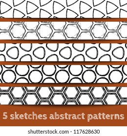 Set of sketches geometric seamless patterns. Sketchy illustration. Sketchy background. Hand drawn. Vintage patterns