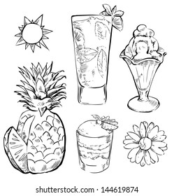 Set sketches of ice cream