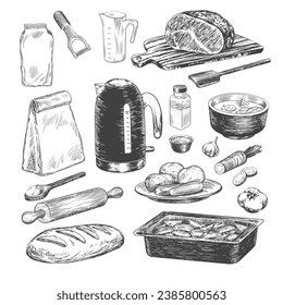 Baking ingredients food and cooking kitchen items Vector Image