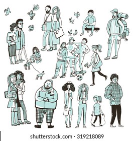 A set of sketches of people