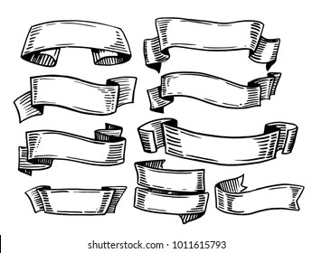 Set Sketches Ribbons Hand Drawn Illustration Stock Vector (Royalty Free ...