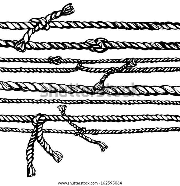 Set Sketches Ropes Knots Hand Drawn Stock Vector (Royalty Free ...