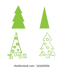 Set of sketches and shapes christmas tree.