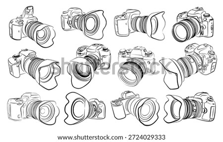 Set Sketches of SLR cameras.
