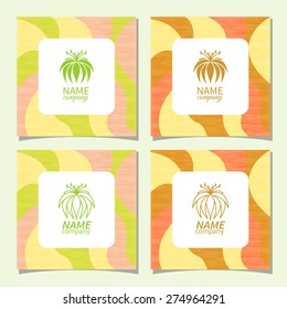 Set of sketches of various logos. Labels, badges and floral design elements