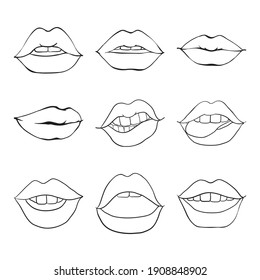 set sketches vector illustrationsmouth teeth 260nw 1908848902